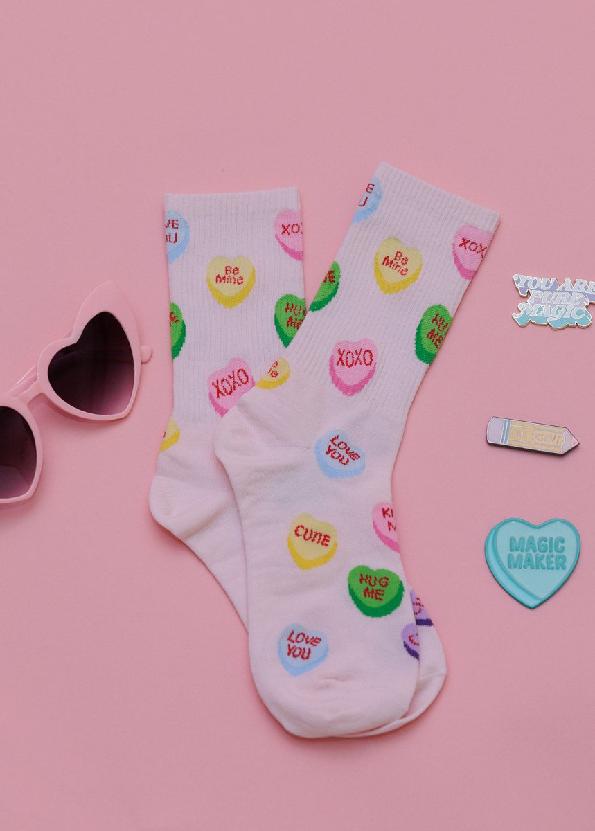 Pink Conversation Heart Socks - GYTO Collective - Get Your Teach On