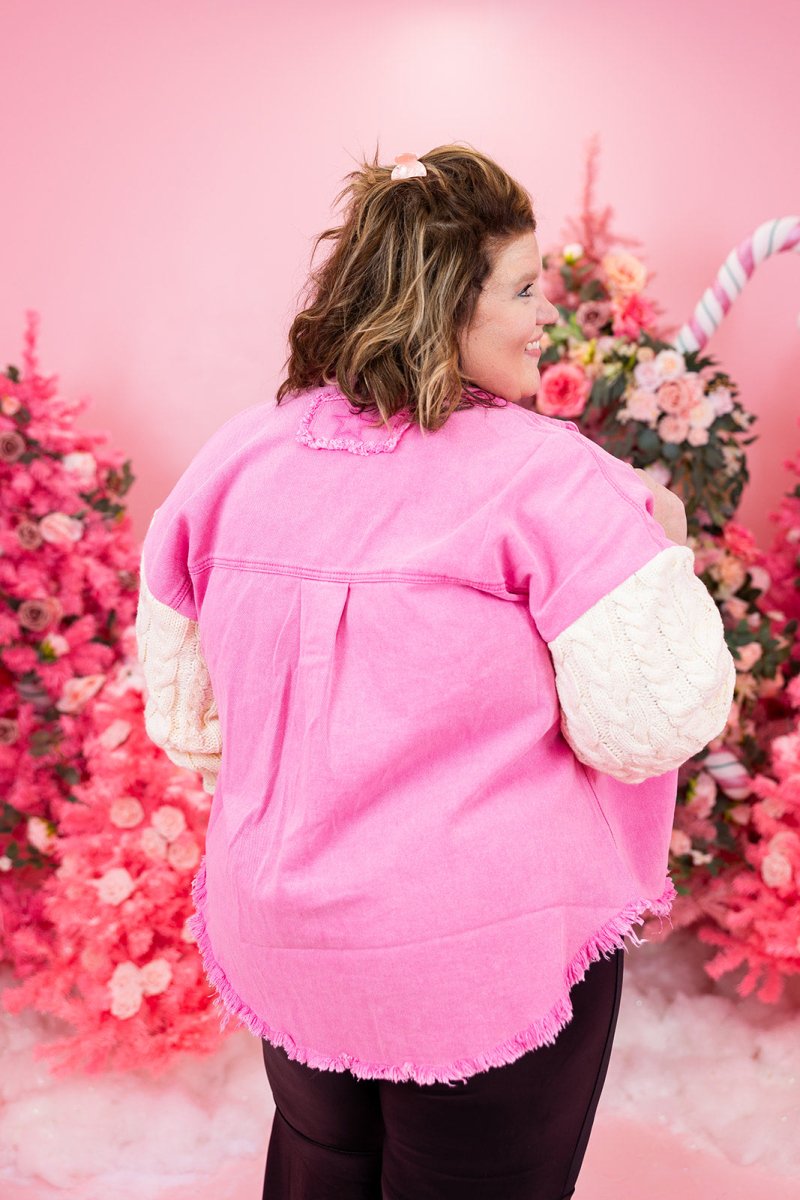 Pink Denim Crochet Shacket - GYTO Collective - Get Your Teach On