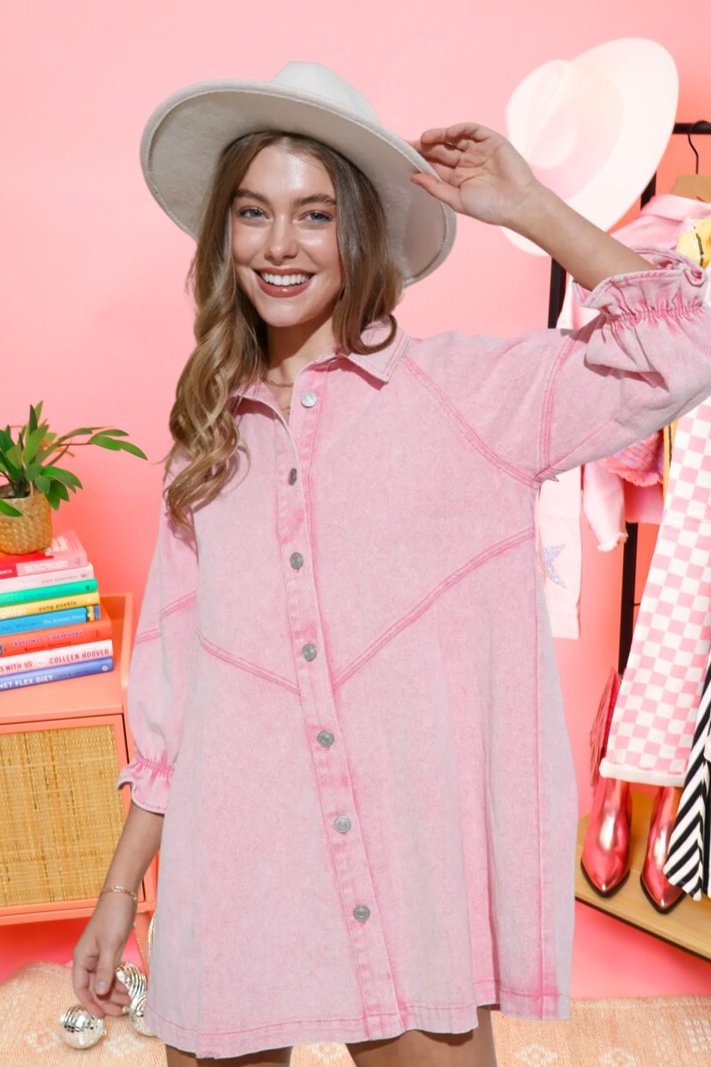 Pink Denim Dress (Pre-Order) - GYTO Collective - Get Your Teach On