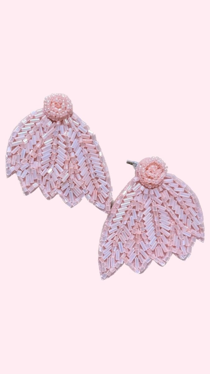 Pink Feather Beaded Earrings - GYTO Collective - Get Your Teach On