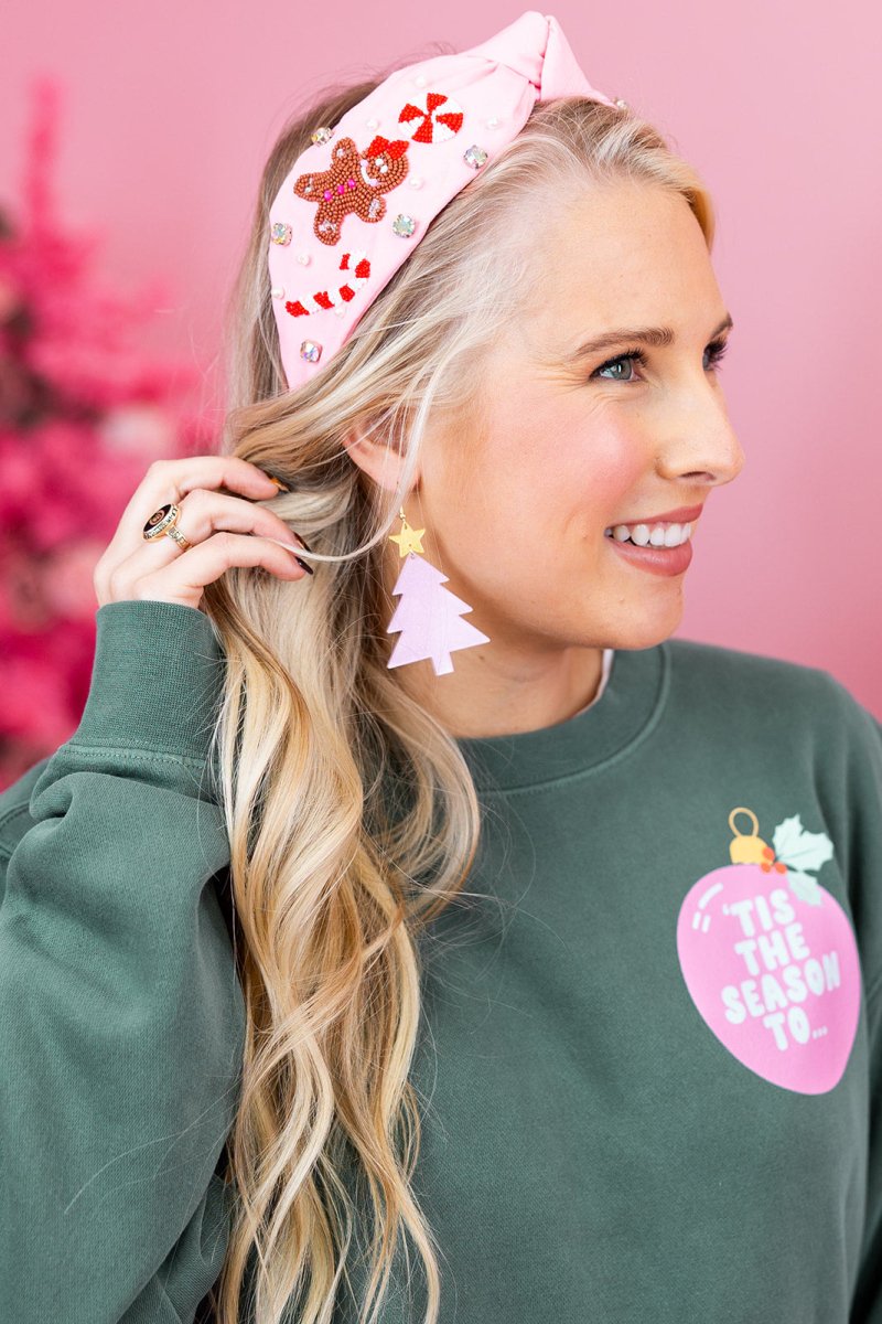 Pink Glitter Christmas Tree Beaded Earrings - GYTO Collective - Get Your Teach On