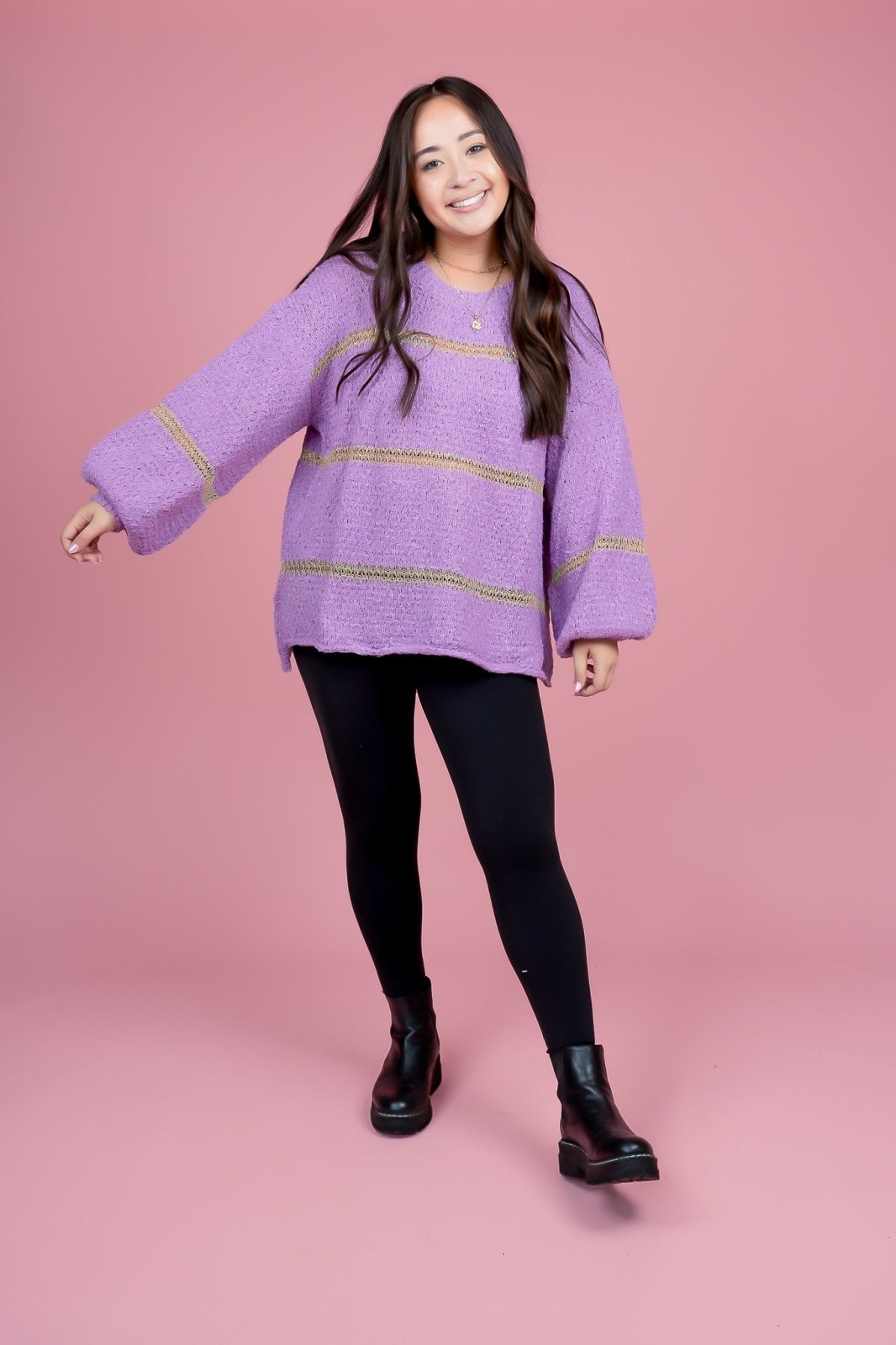 Purple and Gold Striped Sweater - GYTO Collective - Get Your Teach On