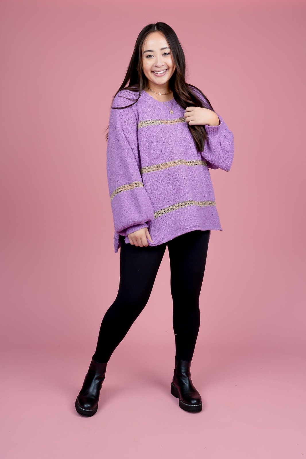 Purple and Gold Striped Sweater - GYTO Collective - Get Your Teach On