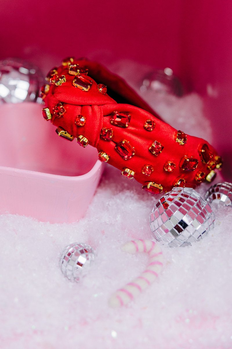Red Velvet Bejeweled Headband - GYTO Collective - Get Your Teach On