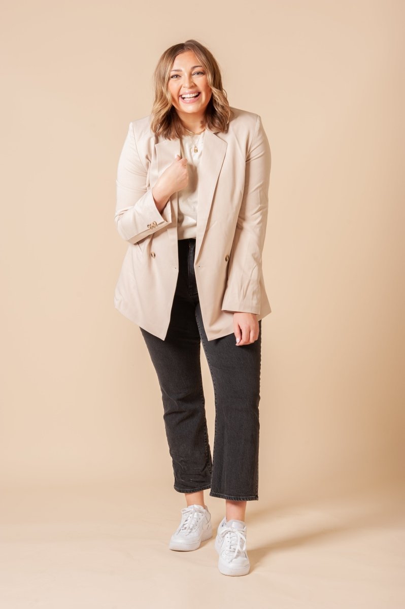 Taupe Long Lined Blazer - GYTO Collective - Get Your Teach On