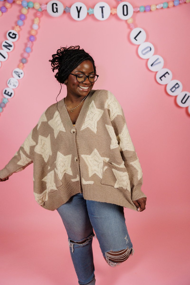 Taupe Star Cardigan - GYTO Collective - Get Your Teach On