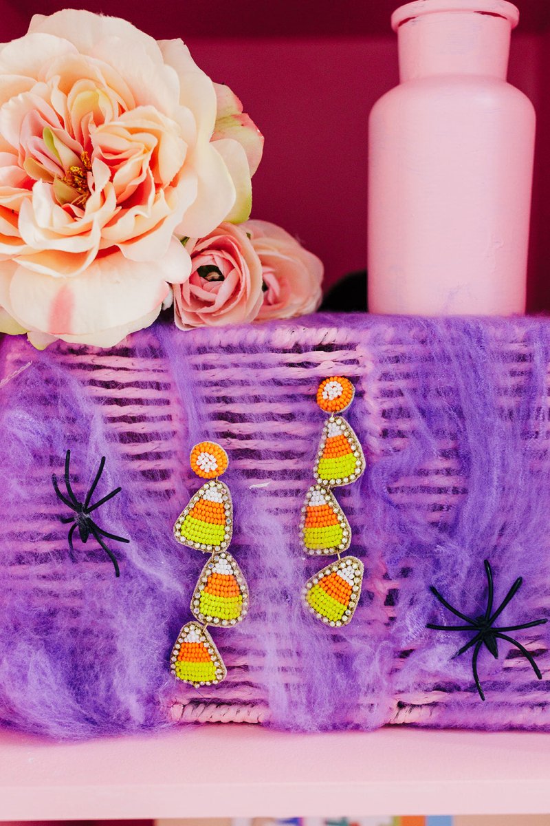 Tiered Candy Corn Beaded Earrings - GYTO Collective - Get Your Teach On