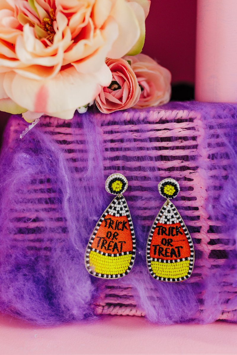 Trick or Treat Candy Corn Beaded Earrings - GYTO Collective - Get Your Teach On