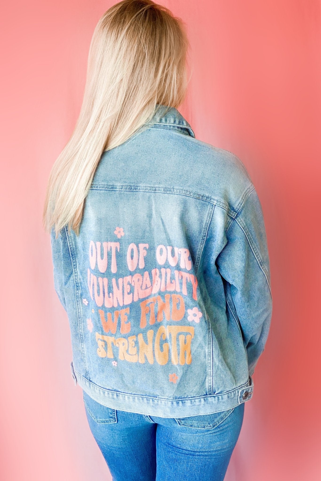 We Find Strength Denim Jacket - GYTO Collective - Get Your Teach On