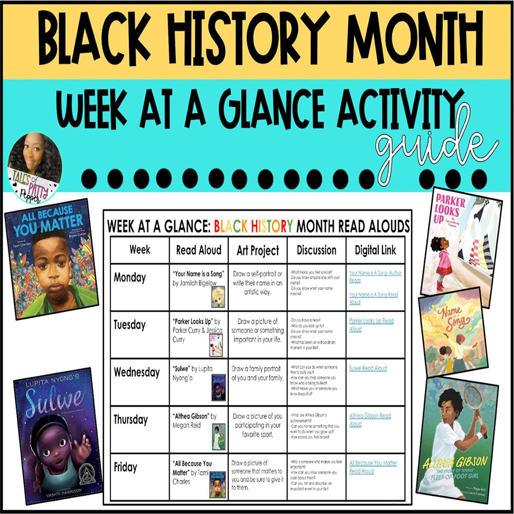 Week At A Glance Black History Month Read Aloud Guide