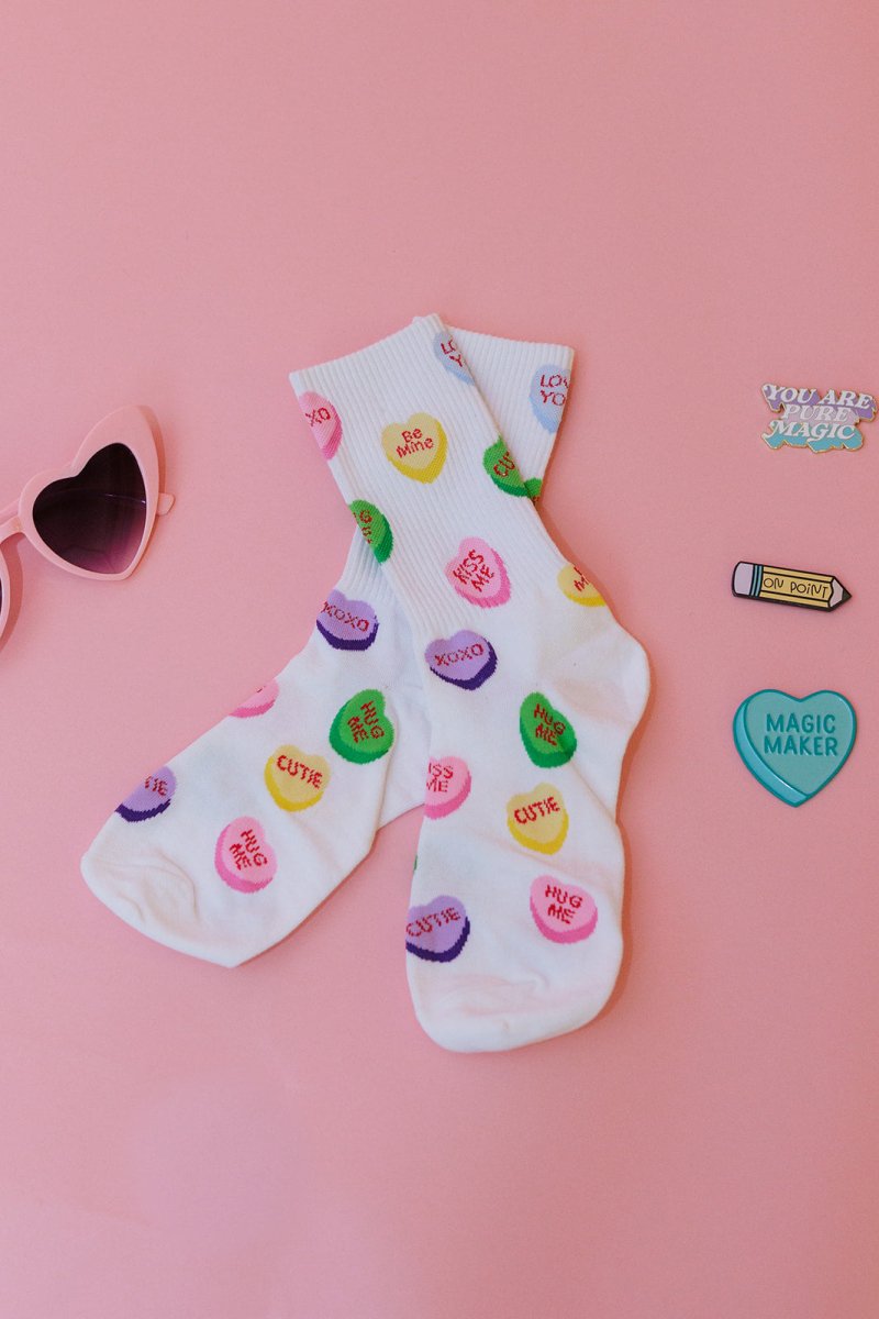 White Conversation Heart Socks - GYTO Collective - Get Your Teach On